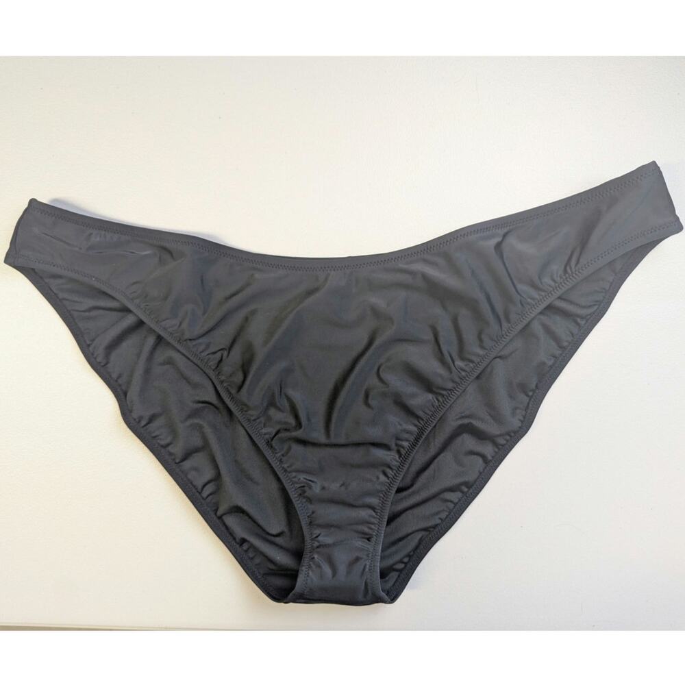 NWT J Crew High-Leg Bikini Bottoms Womens 3X Black Mid Rise Classic Preppy